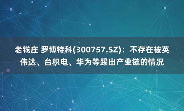 老钱庄 罗博特科(300757.SZ)：不存在被英伟达、台积电、华为等踢出产业链的情况